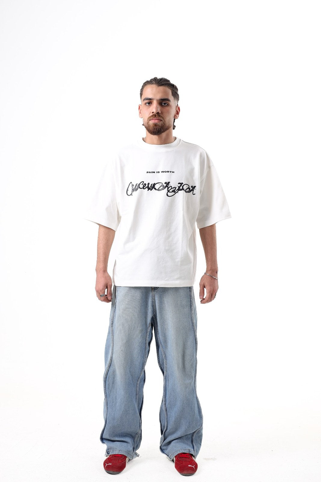 snekk pain of worth white tee