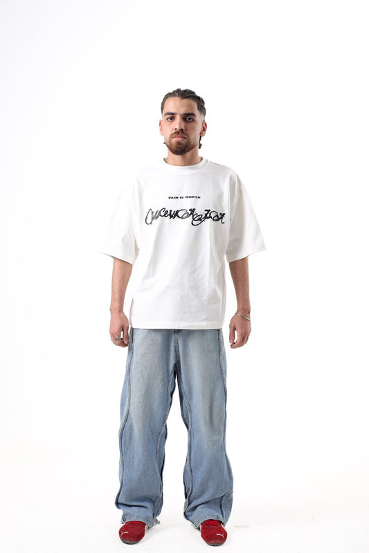 snekk pain of worth white tee